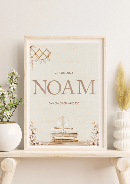 Affiche Naissance Boho