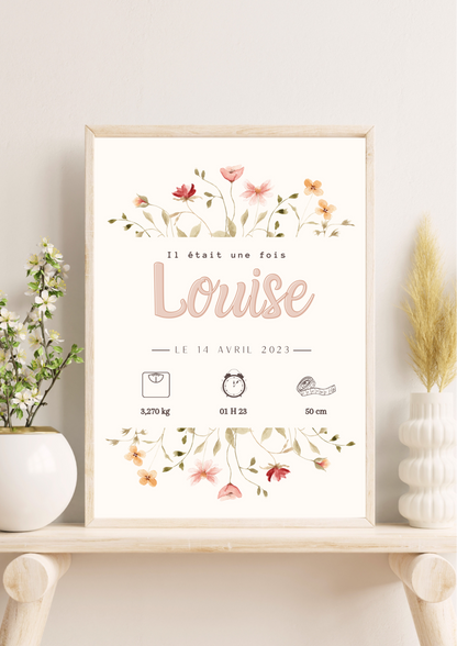 Affiche Naissance Fleurie