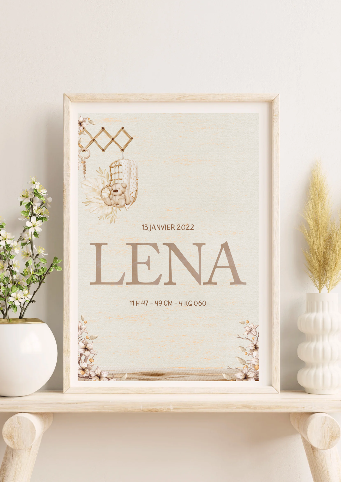 Affiche Naissance Boho