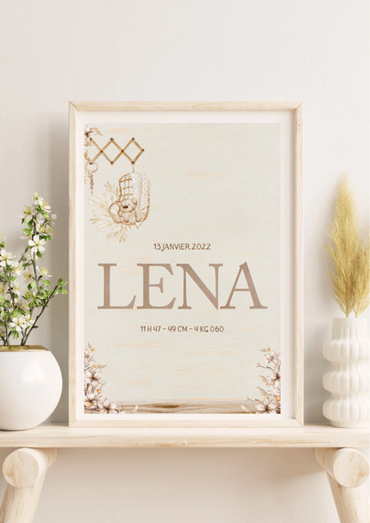 Affiche Naissance Boho