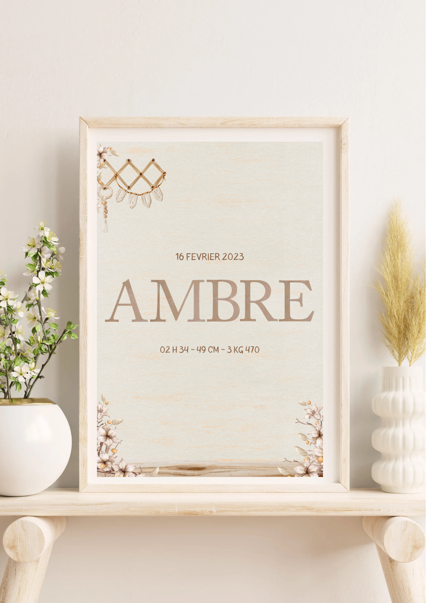 Affiche Naissance Boho