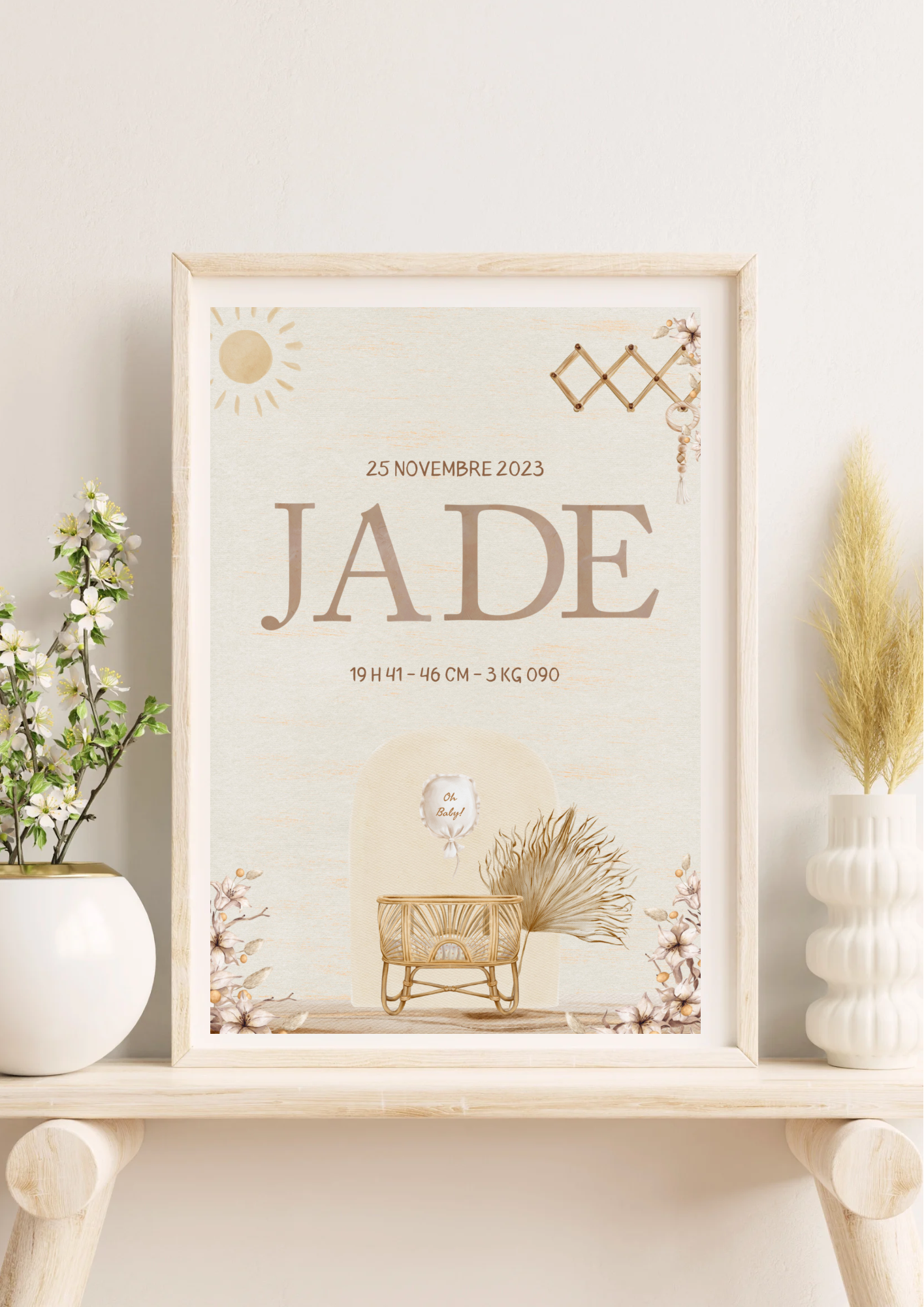 Affiche Naissance Boho