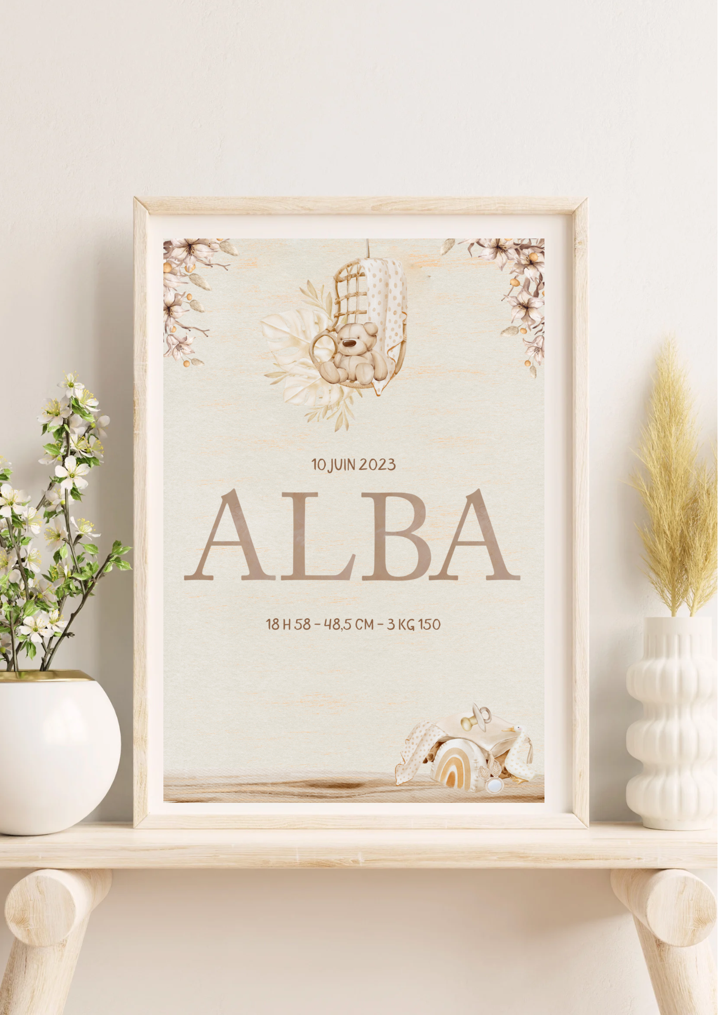 Affiche Naissance Boho